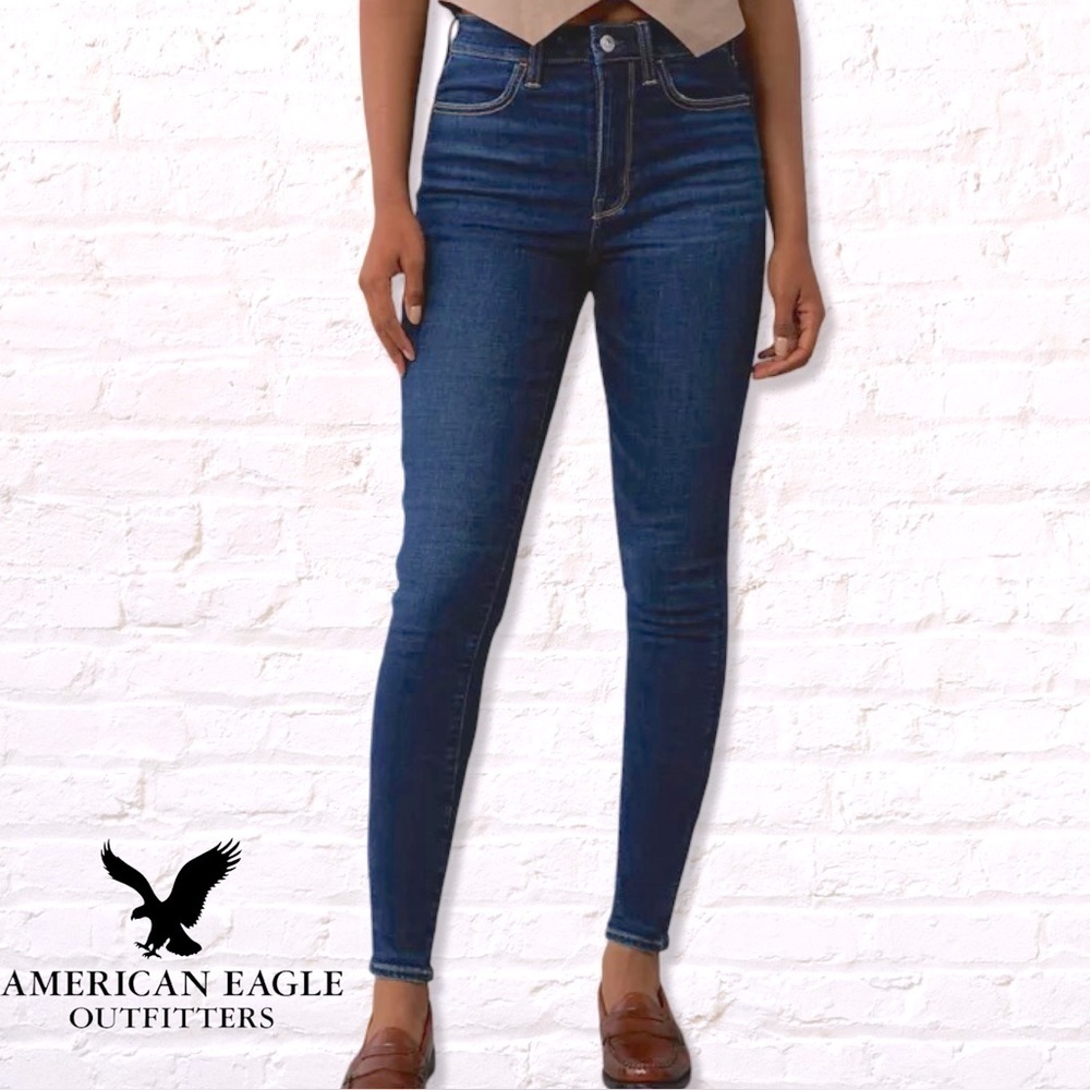 American Eagle High Rise Denim Jegging Next Level Stretch 0 Short Dark Skinny